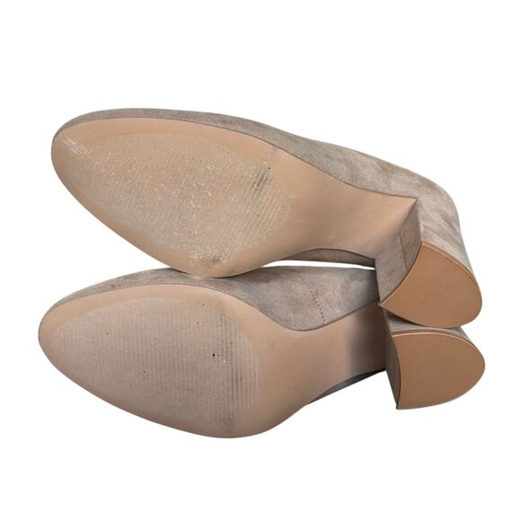 JF Women’s Beige Block Heel Faux Suede Pumps Size 8 - Picture 9 of 12